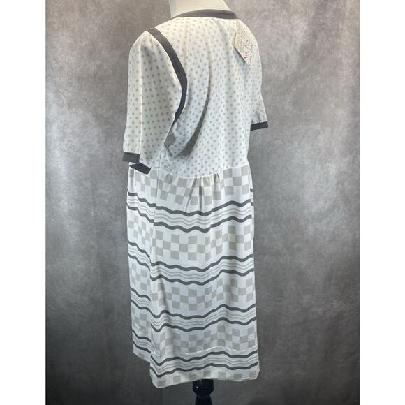 NWT Gretchen Scott Designs Checkerboard Empire Waist Dress Beige/Gray Women's XL - Picture 5 of 7